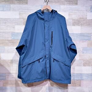 Cabelas Nylon Gore-Tex Jacket Blue Hooded Full Zip Mesh Lined Mens XXL 2XL